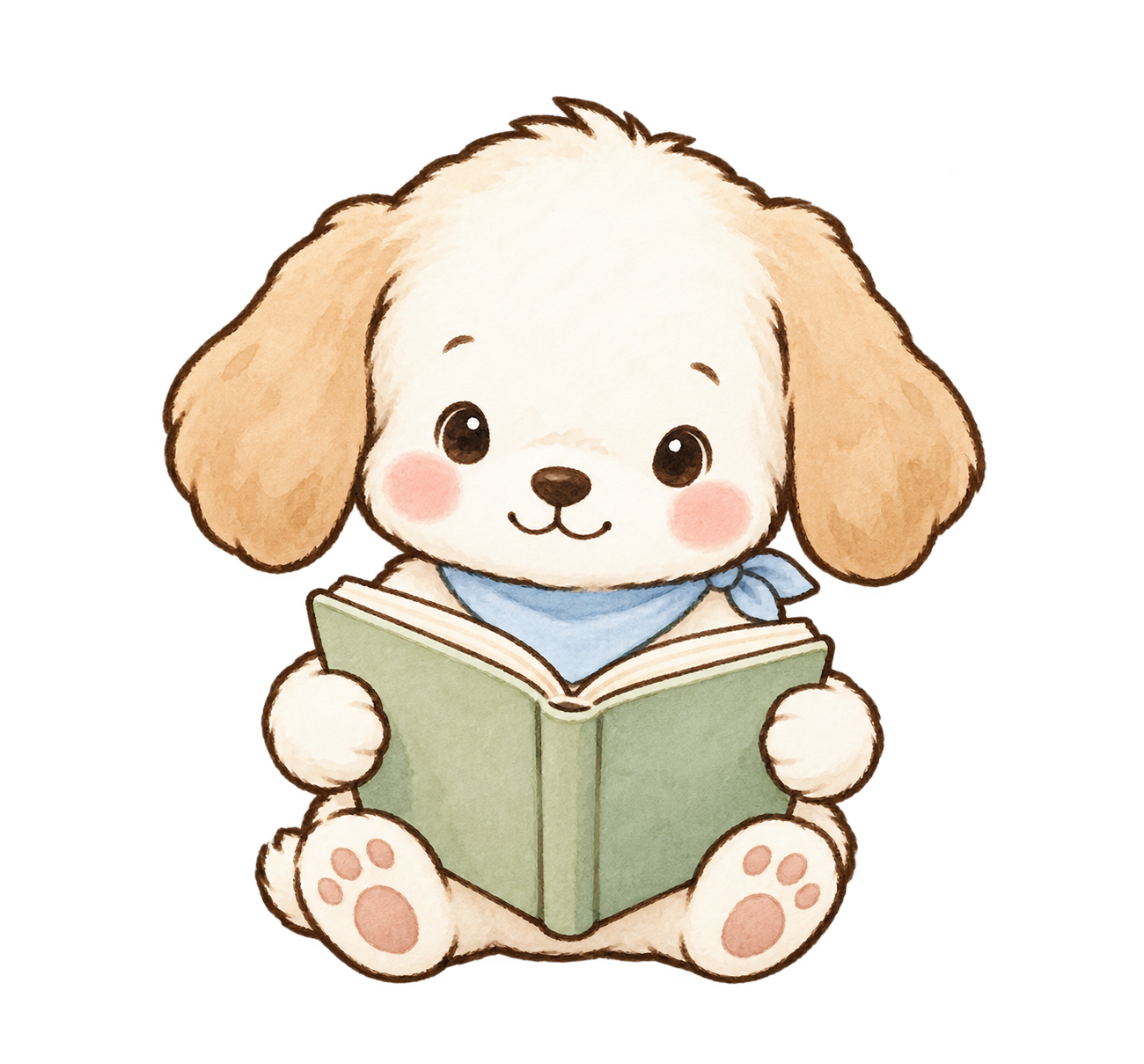 Mochi 小狗捧着书欢迎蓉宝